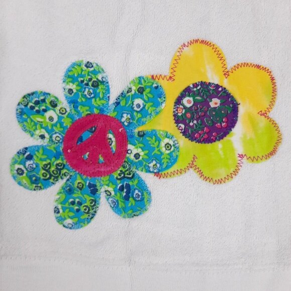 Flowers by Zoe Girls Hoodie 4 White Terry Zip Sweatshirt Rainbow Peace Y2K Retro - Picture 10 of 14